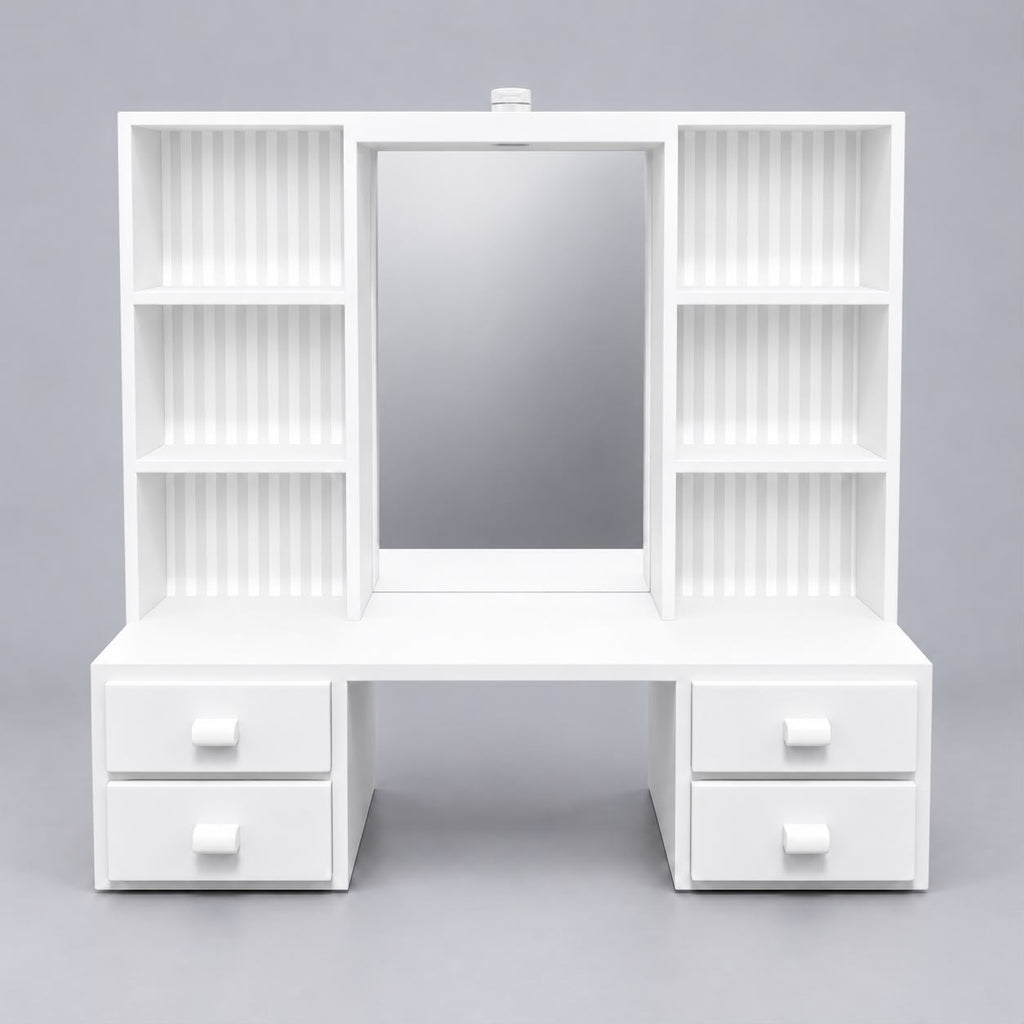 Mini Vanity Dressing Table – Beauty Station with LED Light-Up Mirror (items not included)