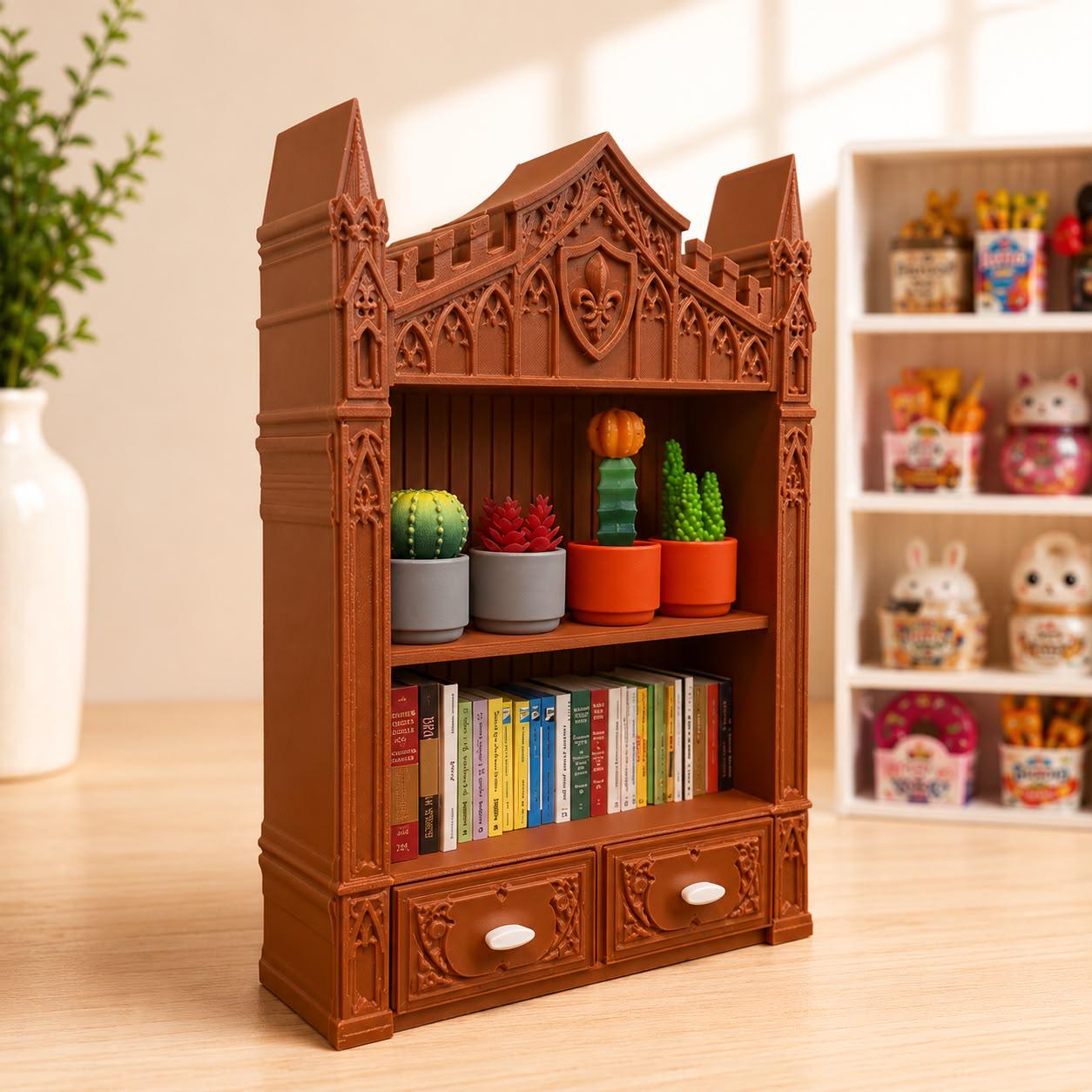 Gothic Medieval Miniature Shelf – 3D Printed Miniature Castel Shaped Display Organizer (Items not included)