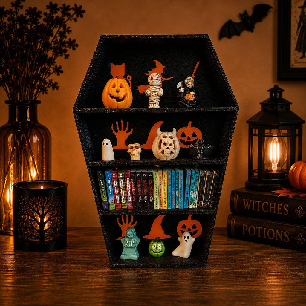 Halloween Coffin-Shaped Mini Display Shelf (Items not included)