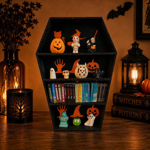 Halloween Coffin-Shaped Mini Display Shelf (Items not included)