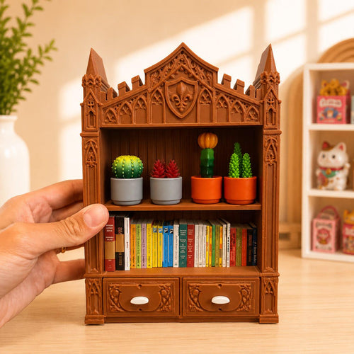Gothic Medieval Miniature Shelf – 3D Printed Miniature Castel Shaped Display Organizer (Items not included)