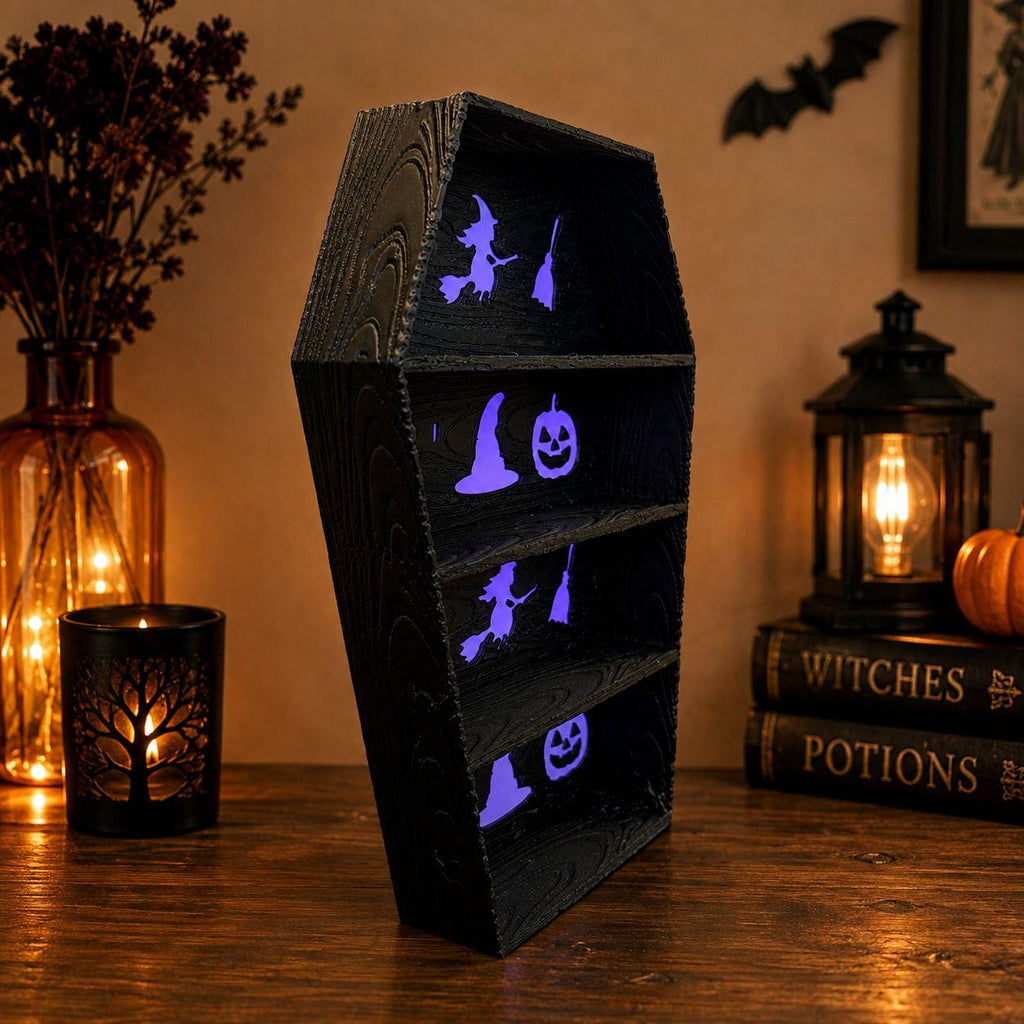 Halloween Coffin-Shaped Mini Display Shelf (Items not included)