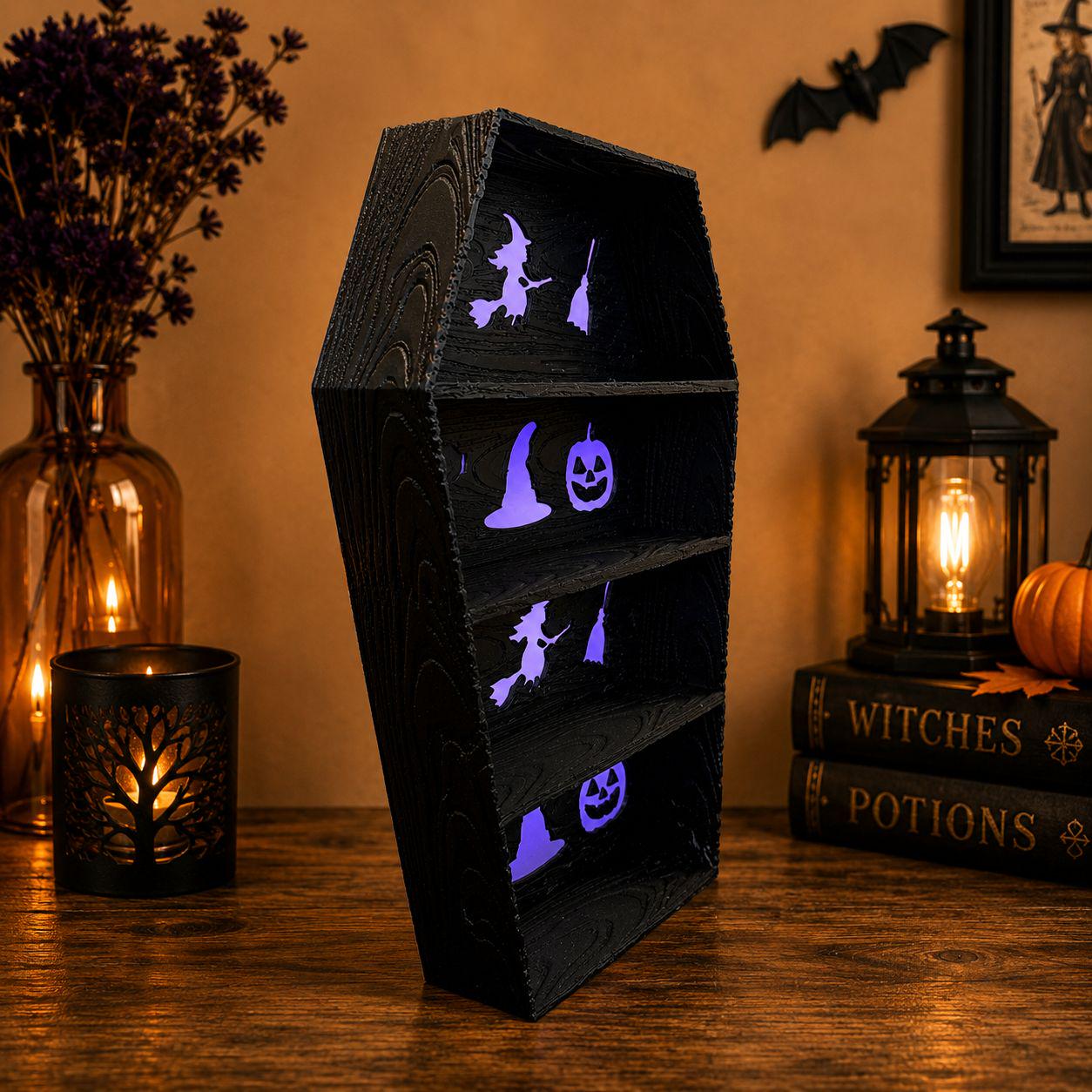 Halloween Coffin-Shaped Mini Display Shelf (Items not included)